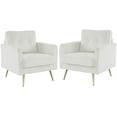 thumbnail image 1 of Living Room Chairs Set of 2, Brown PU Leather Accent Chair Mid Century Modern Upholstered Sofa Chairs with Arms, Gold Legs for Living Room, Bedroom, Apartment, 1 of 9