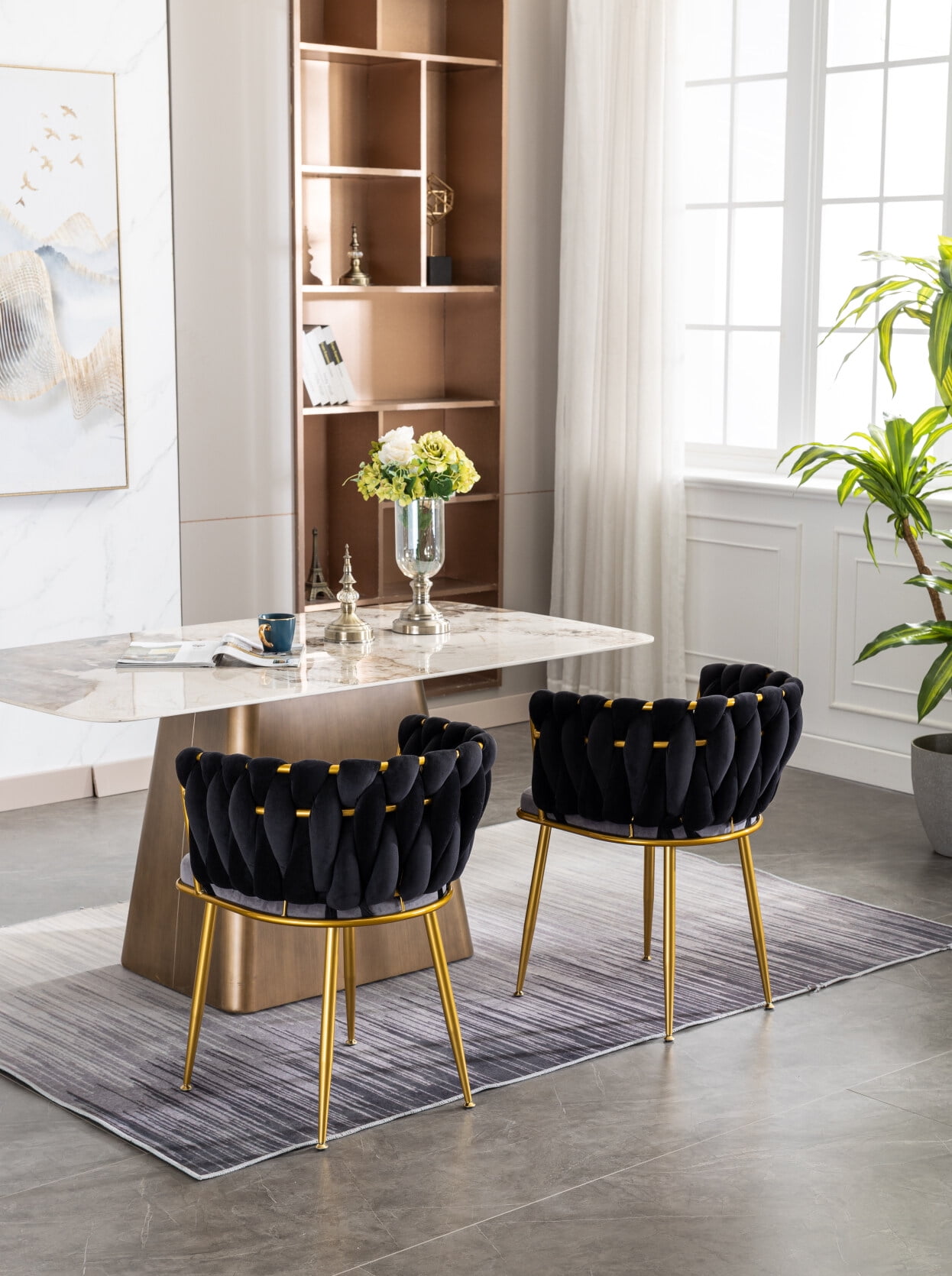 Living Room Chairs Set of 2, Velvet Makeup Vanity Chair with Back Arm