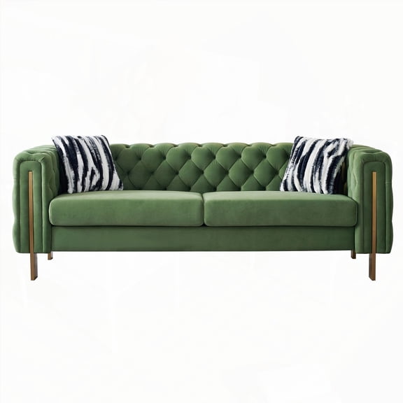 Modern Tufted Velvet Chesterfield Sofa, 84.25''W for Living Room, Mint Green