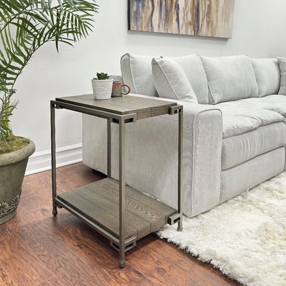 Living Room Coffee Table by Corbeta - Metal & Hardwood, Aged Graphite