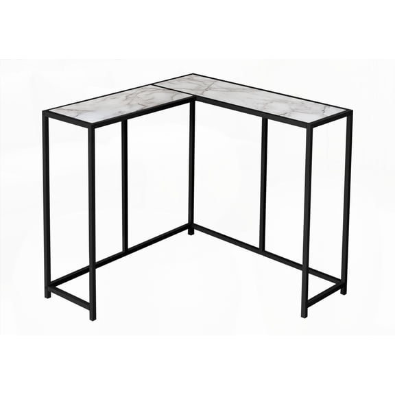 Living Room Coffee Table - Narrow, Corner, Wood-Look, Black Metal Frame, Easy to Clean
