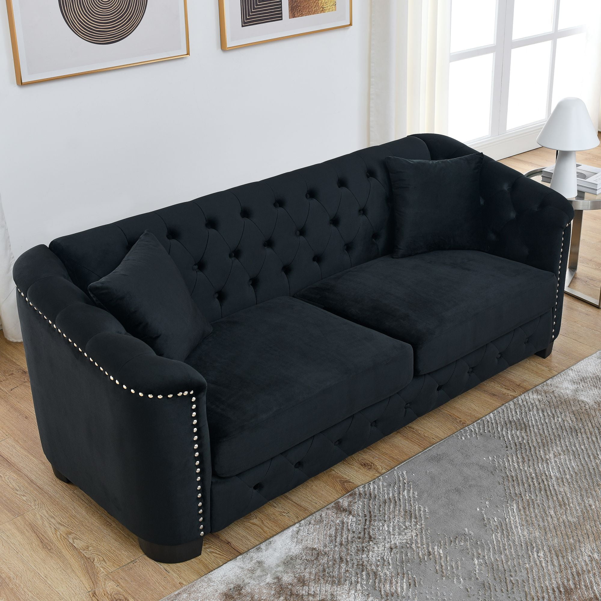 Living Room Couch Velvet Big Comfy Sofa Tufted Sleep Bed Furniture for