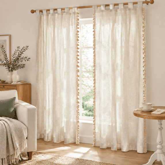 Living Room Curta90 Inch Length Withrame Semi Sheer Boho Farmhouse ...