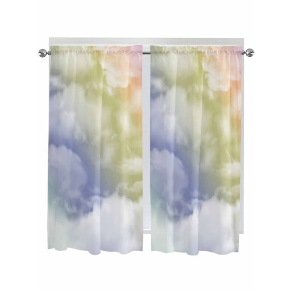 Living Room Curtains 72 Inches length, Abstract Ombre Clouds, Window Treatment Curtain Drapes, Colorful Minimalistic Gradient Aesthetic Sky Light Filtering Drapes for Bedroom, 52"x72", 2 Panels