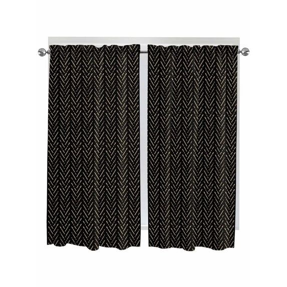 Living Room Curtains 72 Inches length, Black Yellow Geometric Window Treatment Curtain Drapes, Modern Abstract Art Striped Light Filtering Drapes for Bedroom Laundry Room, 52"x72", 2 Panels