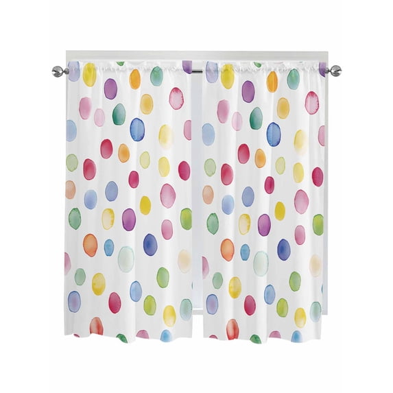 Living Room Curtains 72 Inches length, Colorful Polka Dot Window Treatment Curtain Drapes, Rainbow Polka Dot Watercolor Light Filtering Drapes for Bedroom Laundry Room, 52"x72", 2 Panels