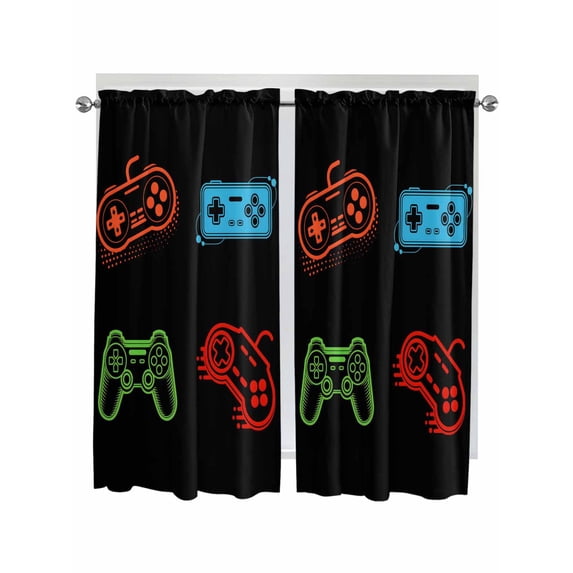 Living Room Curtains 72 Inches length, Game Controller Window Treatment Curtain Drapes, Modern Art Gaming Handheld Black Light Filtering Drapes for Bedroom Laundry Room, 52"x72", 2 Panels