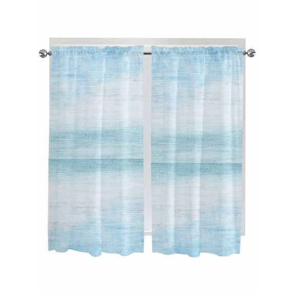 Living Room Curtains 72 Inches length, Gradient Aqua Blue Window Treatment Curtain Drapes, Modern Rustic Minimalist Pastel Solid Light Filtering Drapes for Bedroom Laundry Room, 52"x72", 2 Panels