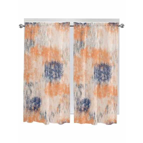 Living Room Curtains 72 Inches length, Orange Blue Window Treatment Curtain Drapes, Minimalist Smear Abstract Art Painting Light Filtering Drapes for Bedroom Laundry Room, 52"x72", 2 Panels