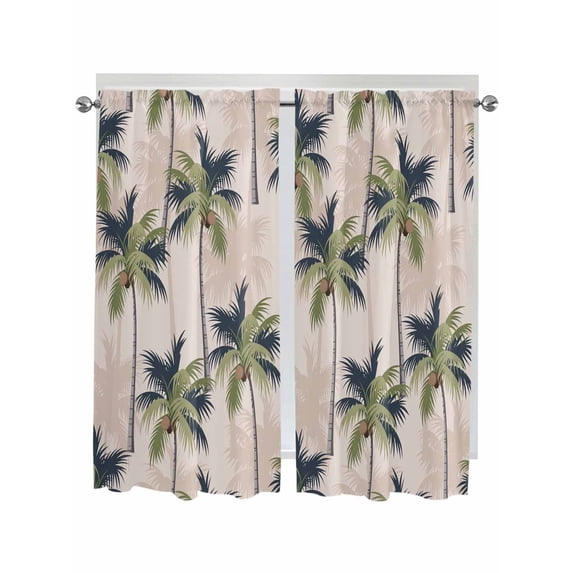 Living Room Curtains 72 Inches length, Palm Tree Window Treatment Curtain Drapes, Tropical Coconut Botanical Summer Seaside Light Filtering Drapes for Bedroom Laundry Room, 52"x72", 2 Panels