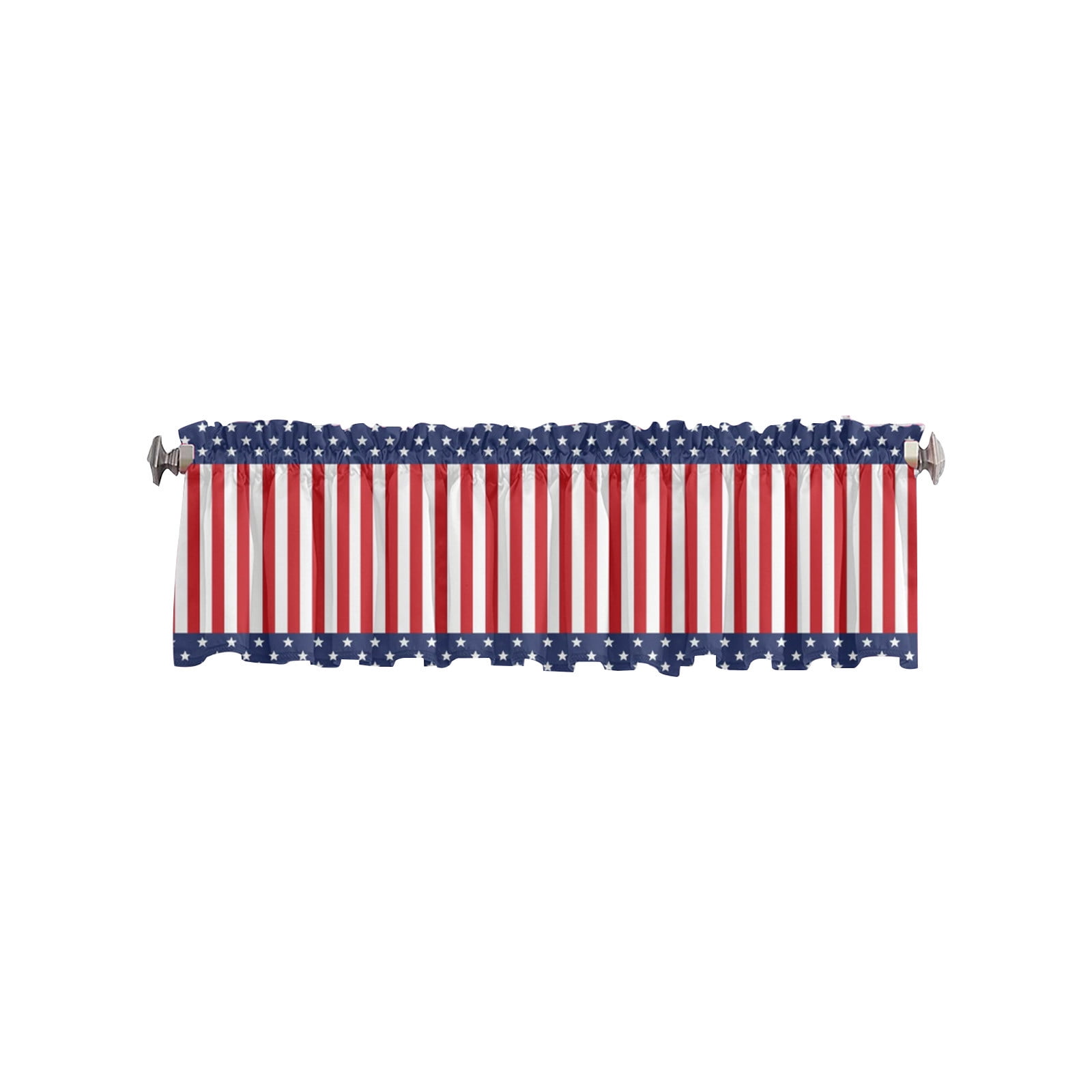 Living Room Curtains, American Flag Pattern With Stars And Translucent