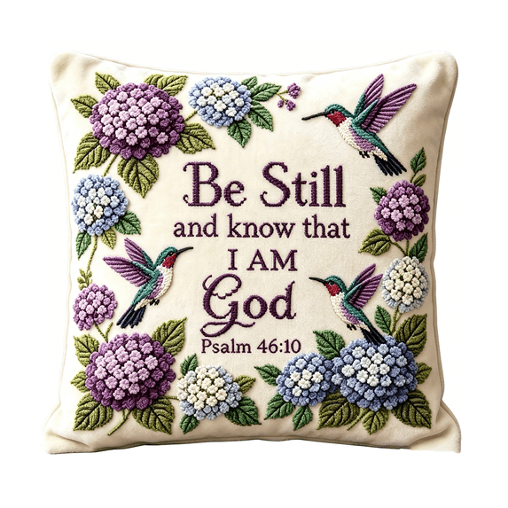 Living Room Decor Embroidered Throw Pillow Cover Hummingbird Hydrangea Home Decorations for Living Room Spiritual Inspirational Decor