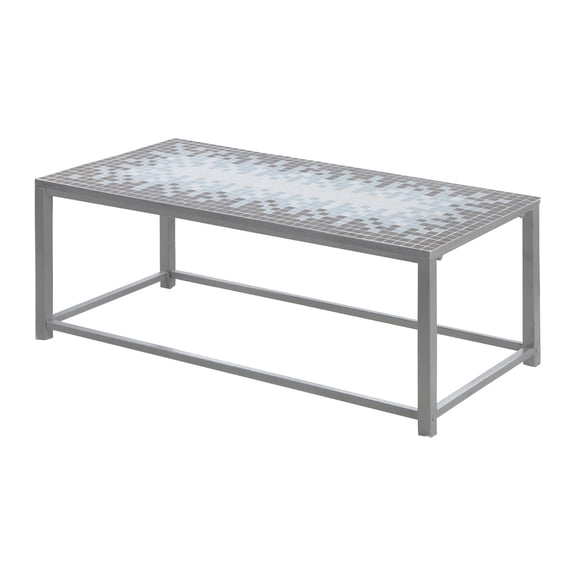 Living Room Decor Essential - Transitional Rectangular Coffee Table with Grey and Blue Tile