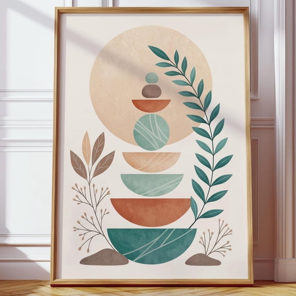 Living Room Decor Harmony Boho Zen Abstract Poster Colorful Nature Illustration Wall Art M