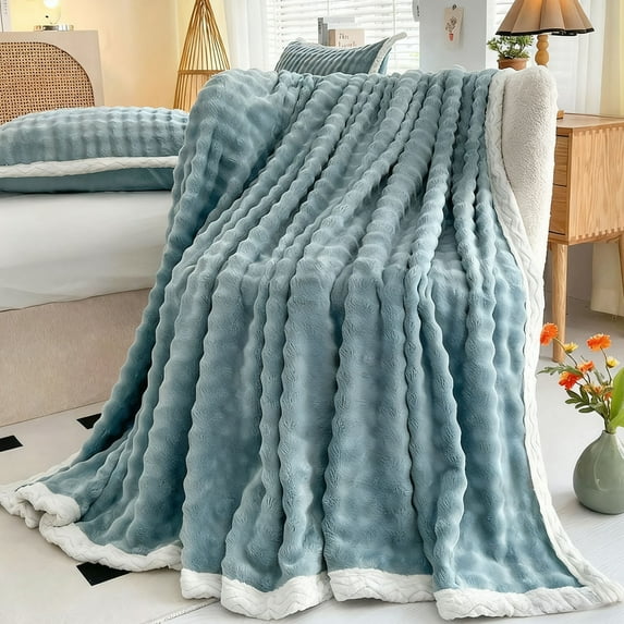 Living Room Decor, Soft Fleece Blanket Warm And Soft Layer Double-sided All-season Solid Color Blanket, Family Gifts