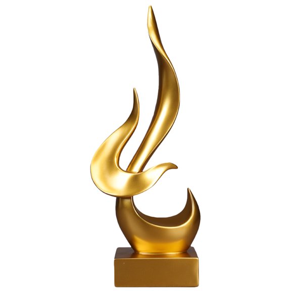 Living Room Decorations Abstract Flame Sculpture Art Wall Home Office Golden