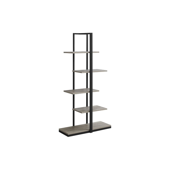 Living Room Display Shelves Bookshelf, Bookcase, Etagere, 5 Tier, 60"h, Office, Bedroom, Brown Laminate, Black Metal, Contemporary, Modern,Living Room Shelving Units