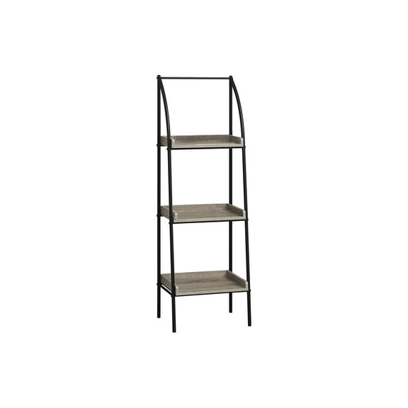 Living Room Display Shelves Bookshelf, Bookcase, Etagere, Corner, 3 Tier, 48"h, Office, Bedroom, Brown Laminate, Black Metal, Contemporary, Modern,Living Room Shelving Units