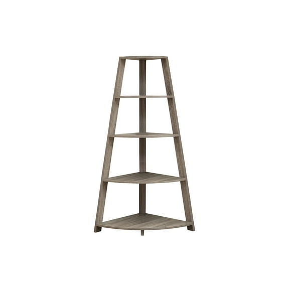 Living Room Display Shelves Bookshelf, Bookcase, Etagere, Corner, 4 Tier, 60"h, Office, Bedroom, Brown Laminate, Contemporary, Modern,Living Room Shelving Units