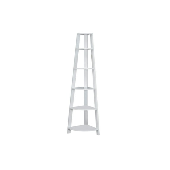 Living Room Display Shelves Bookshelf, Bookcase, Etagere, Corner, 5 Tier, 72"h, Office, Bedroom, White Laminate, Contemporary, Modern,Living Room Shelving Units