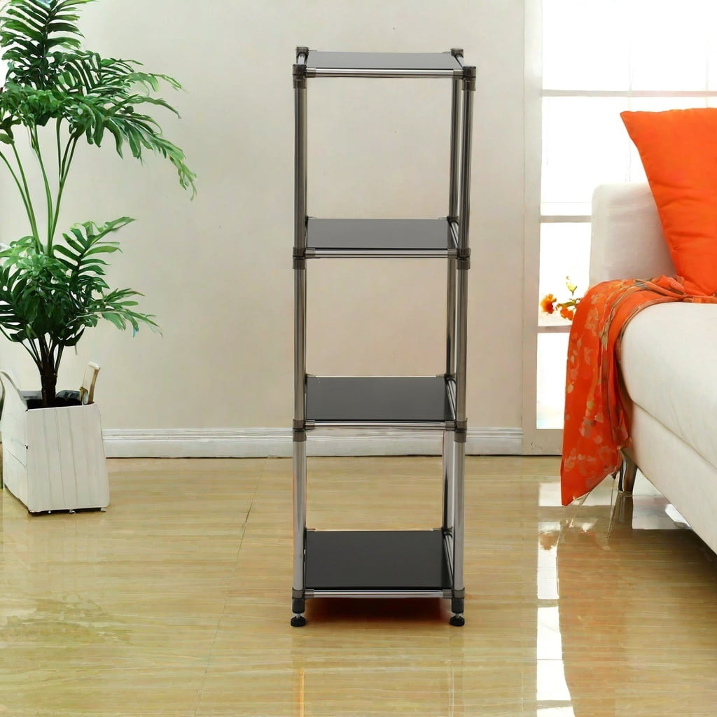 Living Room Display Shelves Korean Black 4-Tier Heavy Duty Stainless ...