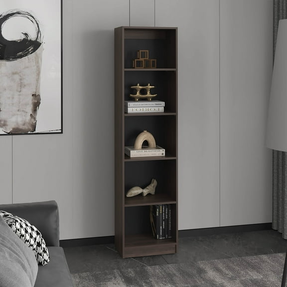 Living Room Display Shelves XS Bookcase Compact Bookshelf with Multiple Shelves, Dark Walnut / Black Wengue,Living Room Shelving Units