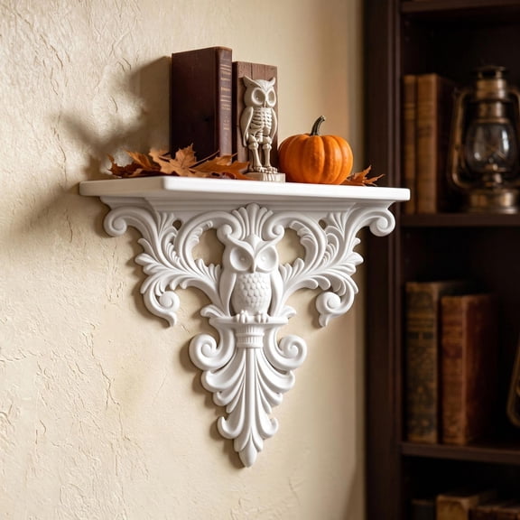Living Room Entryway Shelving Unit and Wall Decor Gothic Halloween Openwork Carved Owl Storage Stand Home Decor Wall Hanging