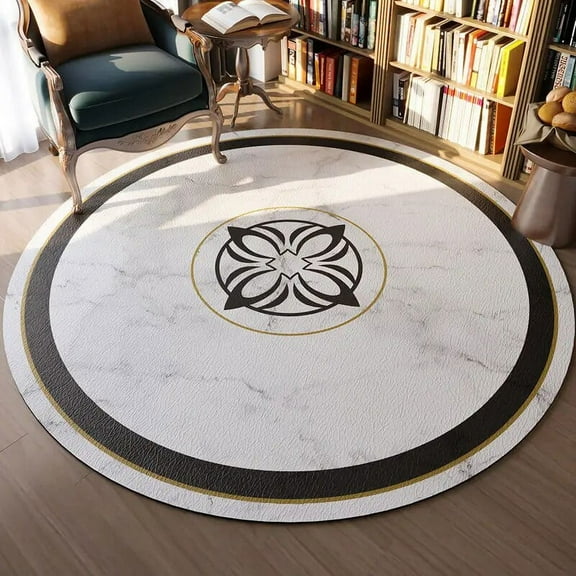 Living Room Floor Mat PVC Waterproof Leather Bedroom Round Carpet Household Stain Resistant Mat European Hanging Chair Mat Rugs