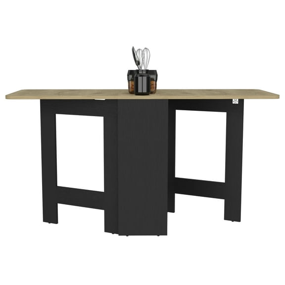 Living Room Folding Dining Table In Black/ - Space Efficient Design. , 22 Lbs Support. 58.7"w X 23.6"d 30.9"h, Folds To 12.3"w. For Meals & Work. Engineered Wood Work Sessions.