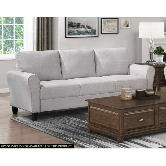 Living Room Furniture: 1pc Modern Transitional Sofa with Sand Hued Textured Fabric and Attached Cushions