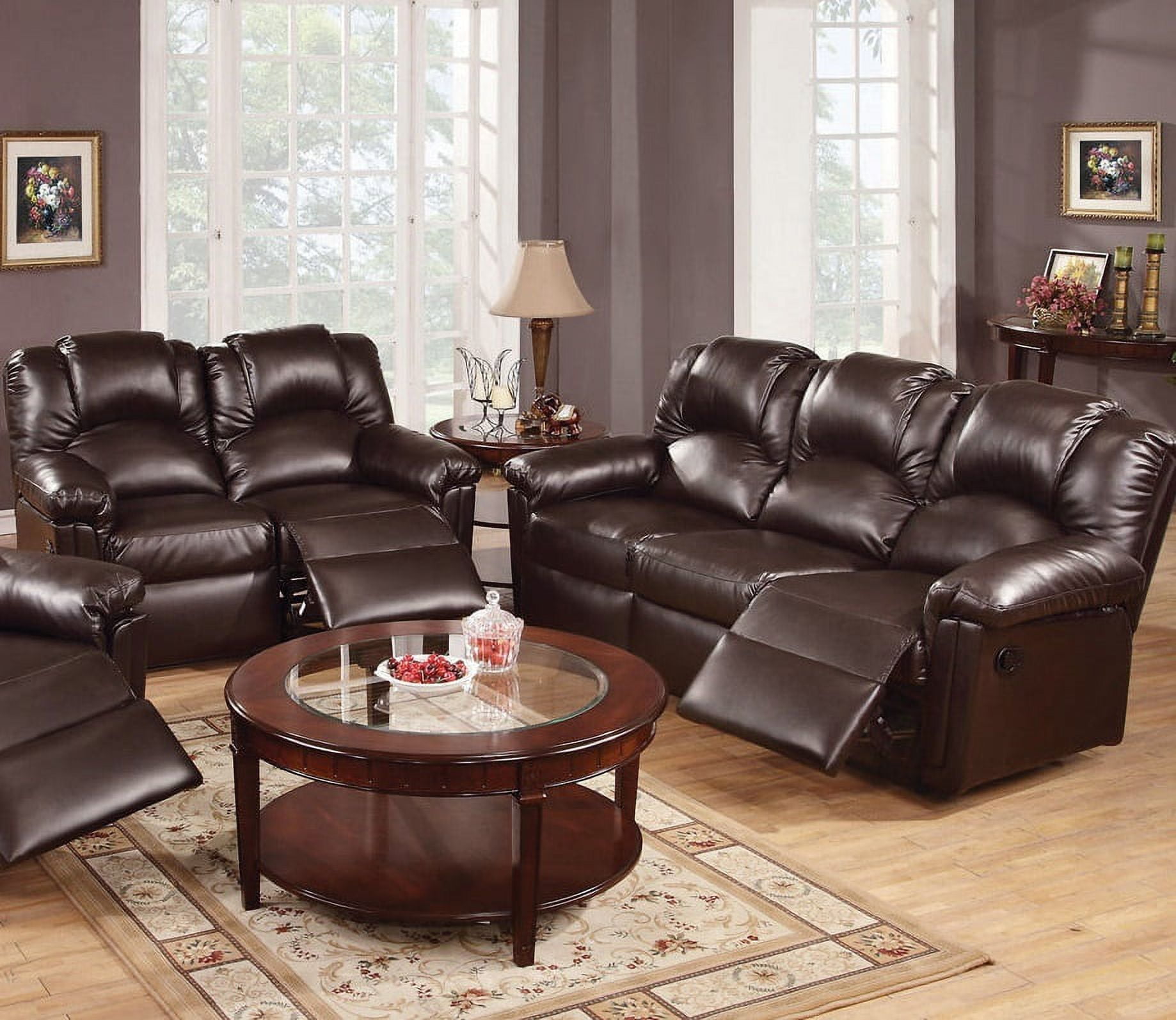 Esofastore 2 Piece Modern Bonded Leather Reclining Living Room Set Brown