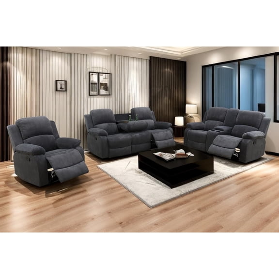 Living Room Furniture Set Recliner Sofa Set Loveseat Chair Furniture Sofa Set Grey Corduroy for Living Room/Rv/House/Theater Seating