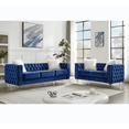 thumbnail image 1 of Living Room Furniture Sets with Tufted Loveseat and 3-Seater Couch,  Chesterfield Couch Set of 2 with Plush Pillows, Crystal Legs and Nailhead Trim Arms, Comfy Couches for Living Room, Blue, 1 of 9