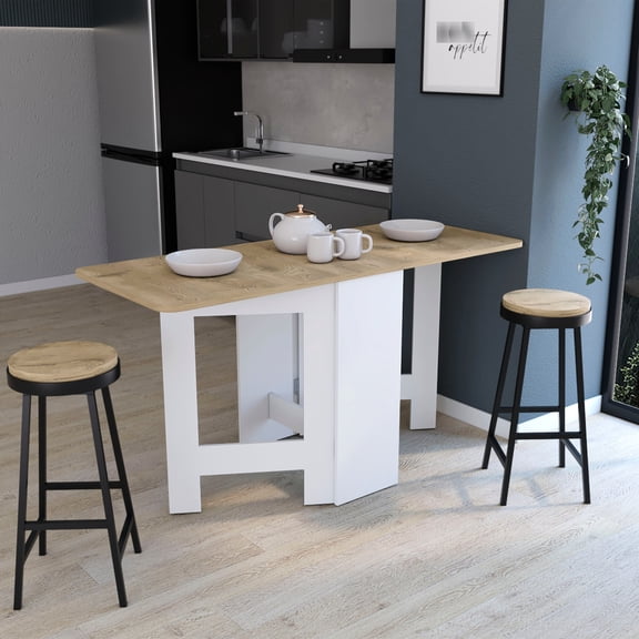 Living Room Gateleg Folding Table - White/ Color, Compact & Functional, Supports Up To 22 Pounds Desk For Expands 58.7"w X 23.6"d 30.9"h