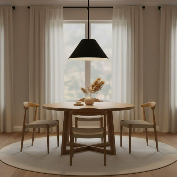 Living Room Lamp, 22 inch Diameter Integrated LED Black Pendant, Black ...