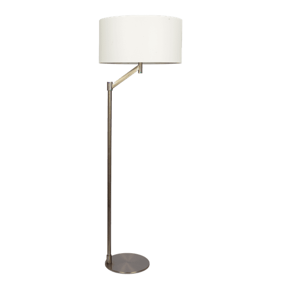 Living Room Light Serene Brushed Nickel Floor Lamp with Rotary Switch Metal Base White Linen Shade,Living Room Ceiling Light