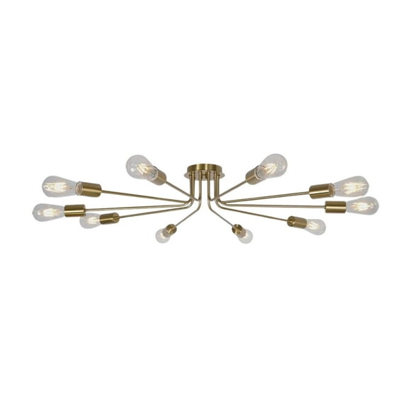 Living Room Lighting 10 Light Sputnik Chandelier Brushed Gold Ceiling Light Semi Flush Mount Light Ceiling Lamp,Living Room Ceiling Lights