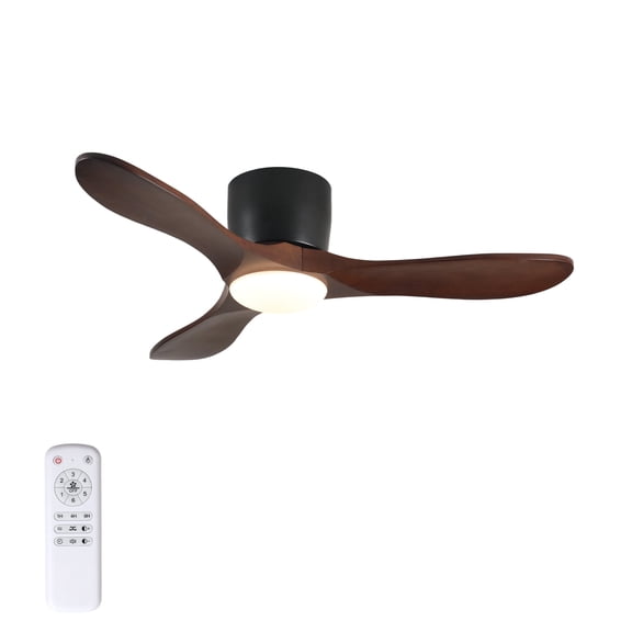 Living Room Lighting 42-inch Ceiling Fan with Light, 3 Dark Walnut Wood Blades, Remote Control, Reversible DC Motor for Living Room,Living Room Ceiling Lights