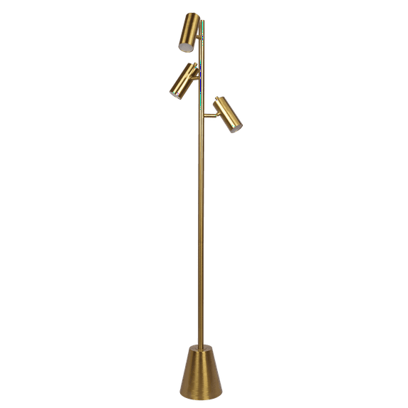 Living Room Lighting Lumina Brassed Gold Floor Lamp with Rotary Switch Triple Spots Metal Cone Base,Living Room Ceiling Lights