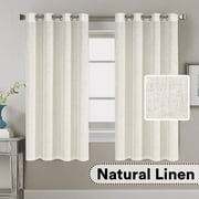 Living Room Linen Curtains Home Decorative Nickel Grommet Curtains Privacy Added Energy Saving Light Filtering Window Treatments Draperies for Bedroom, Ivory, 2 Panels, 52 x 63 - Inch