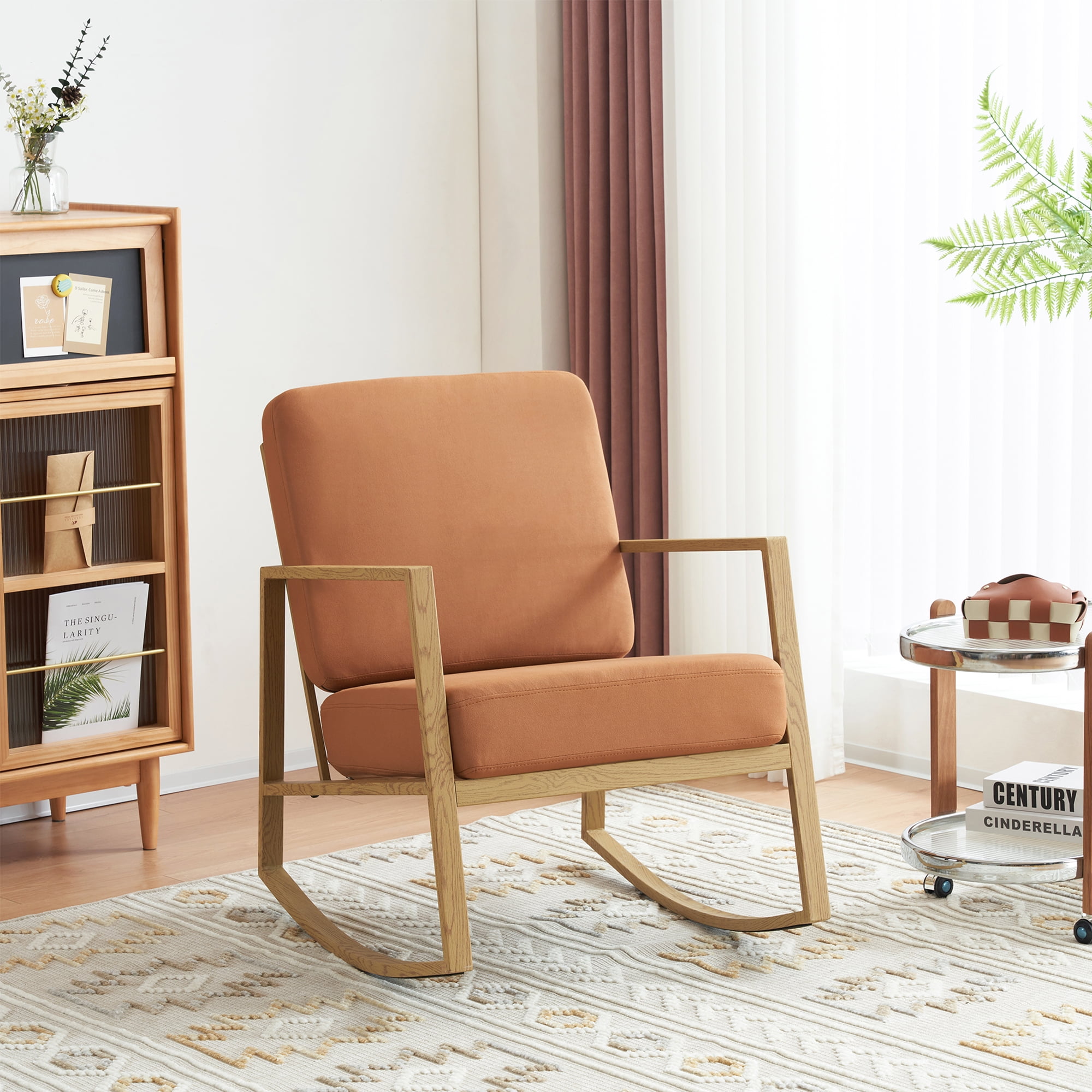 Living Room Metal Rocking Chair Accent Chairs Modern Armchair, Thick