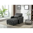 thumbnail image 1 of Living Room Modern Accent Lounge Chaise Chair Leisure Barry Sofa Polyester Fabric Button Tufted Recliner Chair Sleeper Bed with Adjustable Backrest, Side Pocket, Cup Holders, for Bedroom, Dark Gray, 1 of 7
