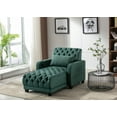 thumbnail image 1 of Living Room Modern Accent Lounge Chaise Chair Leisure Barry Sofa Polyester Fabric Button Tufted Recliner Chair Sleeper Bed with Adjustable Backrest, Side Pocket and Cup Holders, for Bedroom, Green, 1 of 7