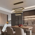 thumbnail image 1 of Living Room Office Modern Square 3-ring Chandelier Dimmable with Remote Control, 1 of 24