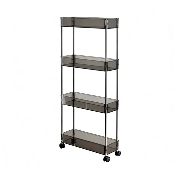 Living Room Organizers Clear Acrylic Rolling Storage Carts 4 Tier Slim Narrow Multi Function Trolley With Wheels Space Saving Gaps Organizer For Bathroom Kitchen Laundry Small Spaces