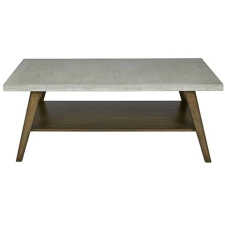 Living Room Rectangular Cocktail Table, Auburn & Concrete Gray