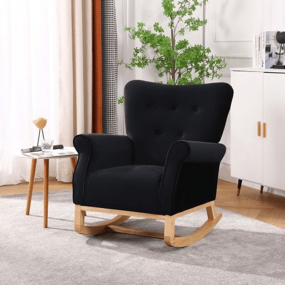 Living Room Rocking Chair, Modern Velvet Upholstered Accent Rocker