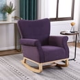 thumbnail image 1 of Living Room Rocking Chair, Modern Velvet Upholstered Accent Rocker Chair with Padded Seat and Wood Legs, High Back Glider Rocking Arm Chair for Nursery Baby Room Bedroom, Purple, 1 of 8