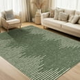 thumbnail image 1 of Living Room Rug 5x7 Washable Area Rug for Bedroom Nursery Neutral Area Rugs Modern Striped Office Carpet Stain Resistant Farmhouse Floor Cover Green Rugs, 1 of 8