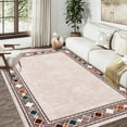 thumbnail image 1 of Living Room Rug 8x10 Washable Rugs Soft Bedroom Rug Farmhouse Large Area Rug Non Slip Throw Rugs Vintage Low Pile Non Shedding Stain Resistant Carpet for Dining Room Classroom 8'x10' Beige, 1 of 8